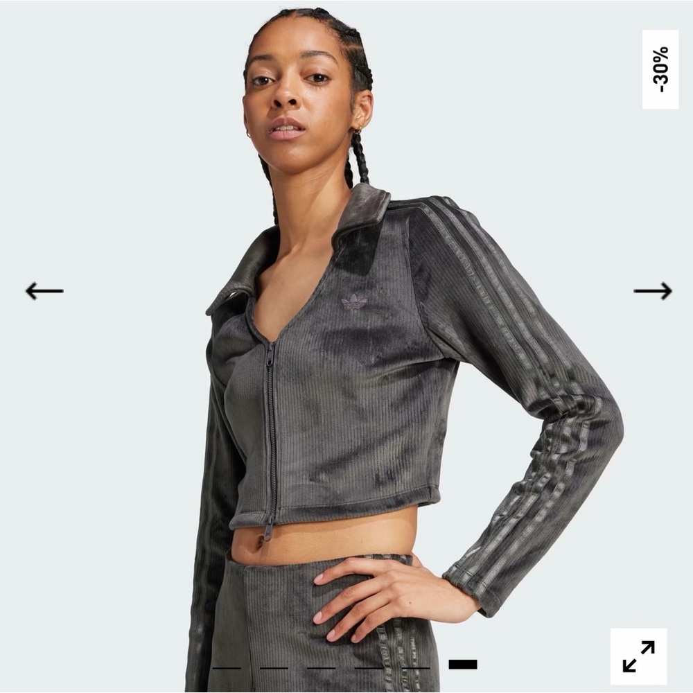 Adidas Women's Gray Ribbed Zipper Cardigan - Picture 3 of 6
